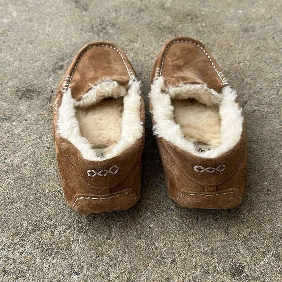 Ugg Ansley Chestnut Brown Suede Moccasin Slippers Women’s Sz 8 - Picture 3 of 11
